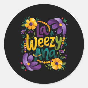 La Weezy Ana Mardi Gras Costume New Orleans Classic Round Sticker