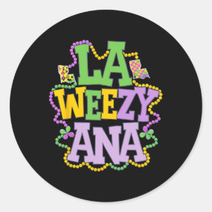 La Weezy Ana Playful Louisiana Map With Beads Fest Classic Round Sticker
