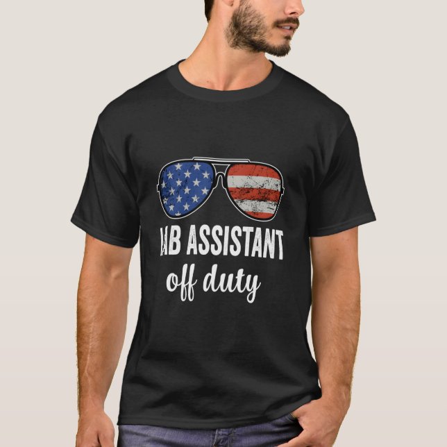 Lab Assistant Off Duty American Flag Sunglasses T-Shirt (Front)