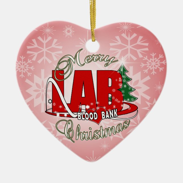 LAB BB BLOOD BANK MERRY CHRISTMAS LABORATORY CERAMIC ORNAMENT (Front)