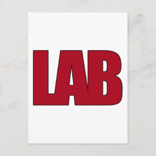 LAB BIG RED LETTERS LABORATORY POSTCARD