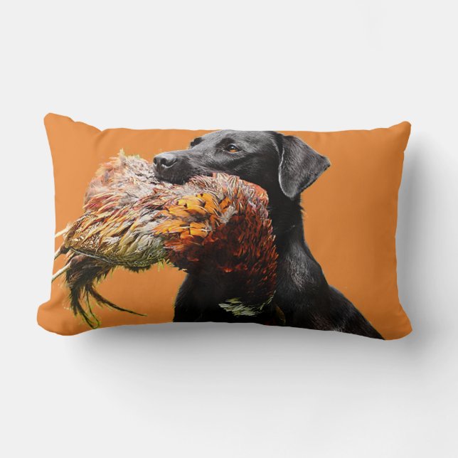 Lab Bird Hunting Lumbar Pillow (Front)