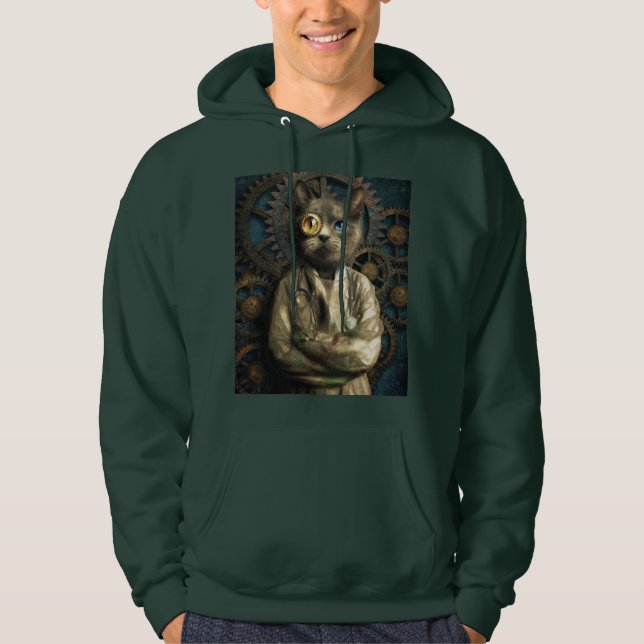 Lab Cat Steampunk Hoodie (Front)