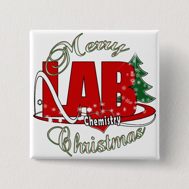 LAB CHEMISTRY CHRISTMAS 2 INCH SQUARE BUTTON (Front)