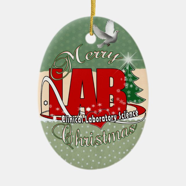 LAB CHRISTMAS CLINICAL LABORATORY SCIENCE CERAMIC ORNAMENT (Front)