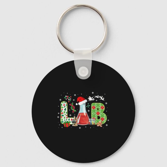Lab Christmas Laboratory Technician Science Xmas S Keychain (Front)