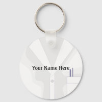 Lab Coat Jacket Button Keychain
