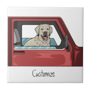 Lab Dog Riding Shotgun Thunder_Cove Tile