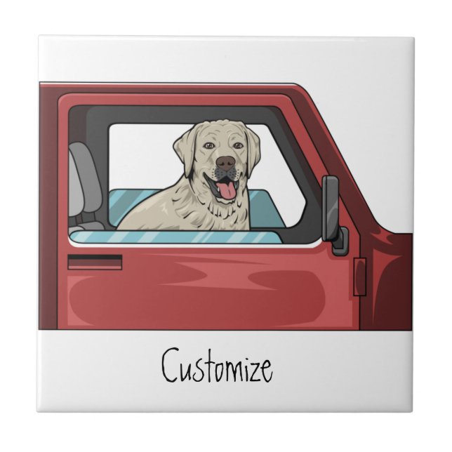 Lab Dog Riding Shotgun Thunder_Cove Tile (Front)