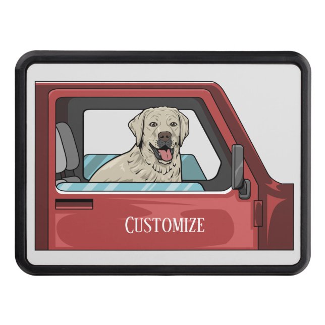 Lab Dog Riding Shotgun Thunder_Cove Trailer Hitch Cover (Front)