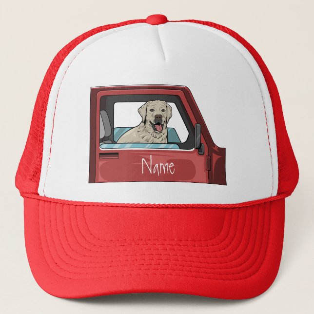 Lab Dog Riding Shotgun Thunder_Cove Trucker Hat (Front)