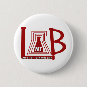 LAB FLASK LOGO MT - MEDICAL TECHNOLOGIST 2 INCH ROUND BUTTON