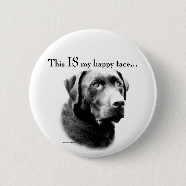 Lab Happy Face 2 Inch Round Button (Front)