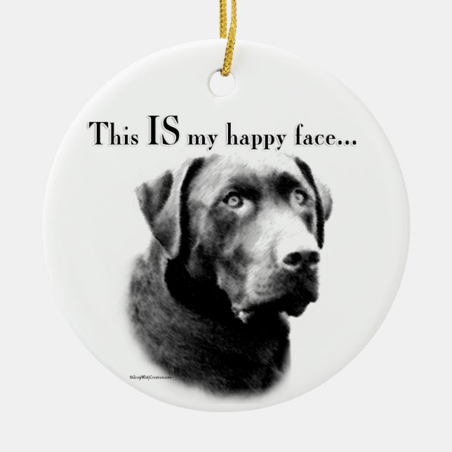 Lab Happy Face Ceramic Ornament (Front)