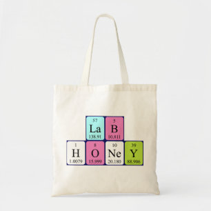 Lab Honey periodic table name tote bag