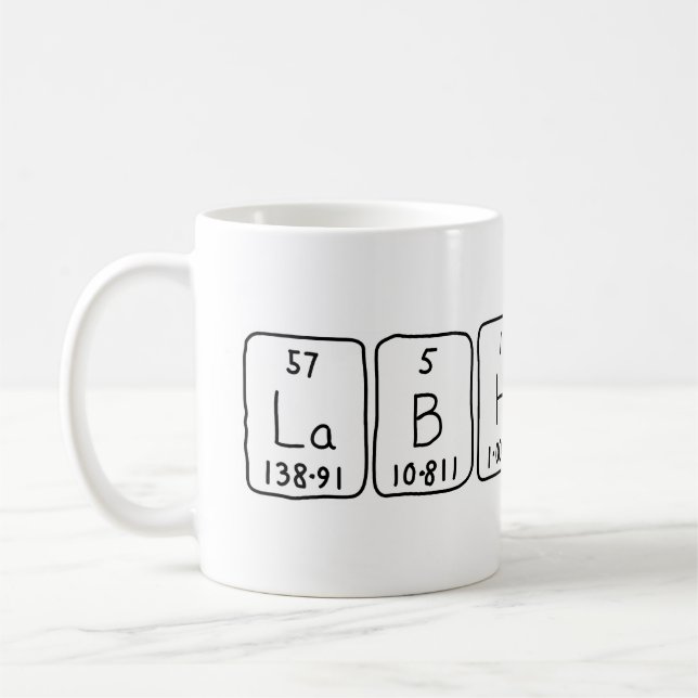 Lab Hunk periodic table name mug (Left)