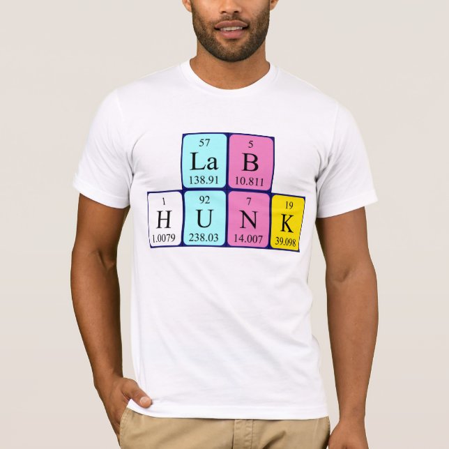 Lab Hunk periodic table name shirt (Front)
