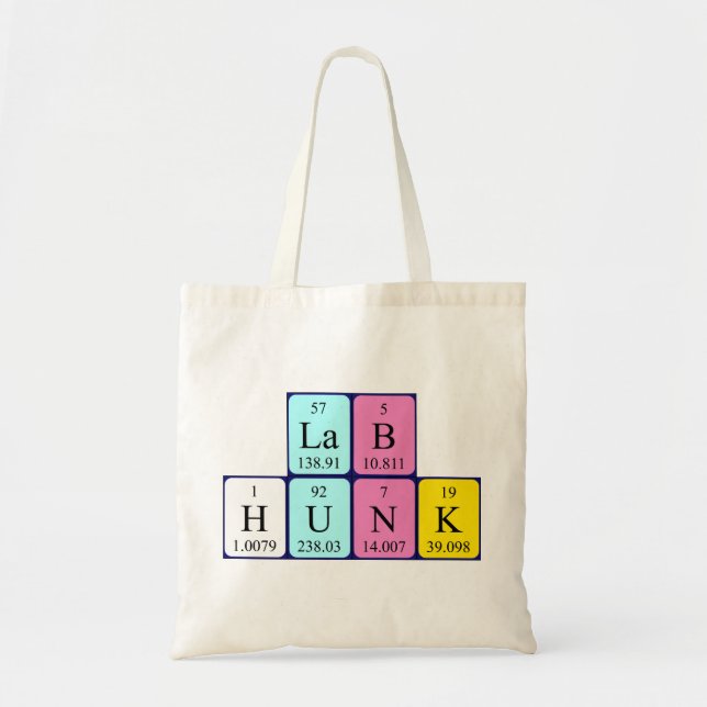 Lab Hunk periodic table name tote bag (Front)