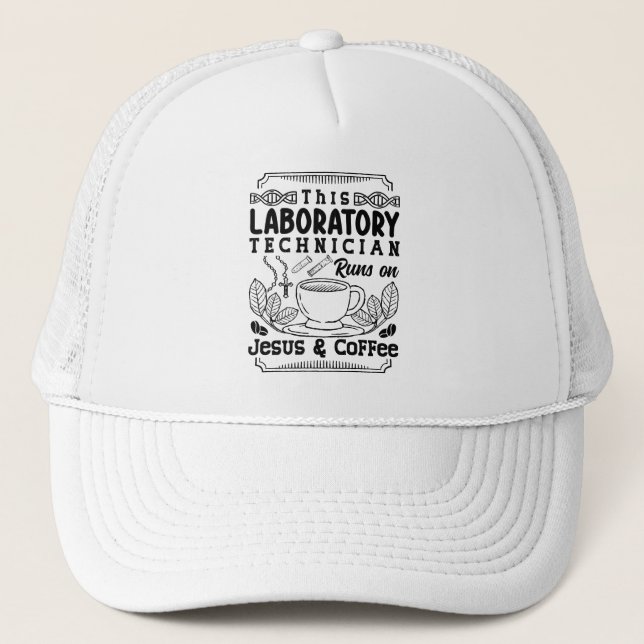 Lab Laboratory Technician Chemist Lab Tech Trucker Hat (Front)