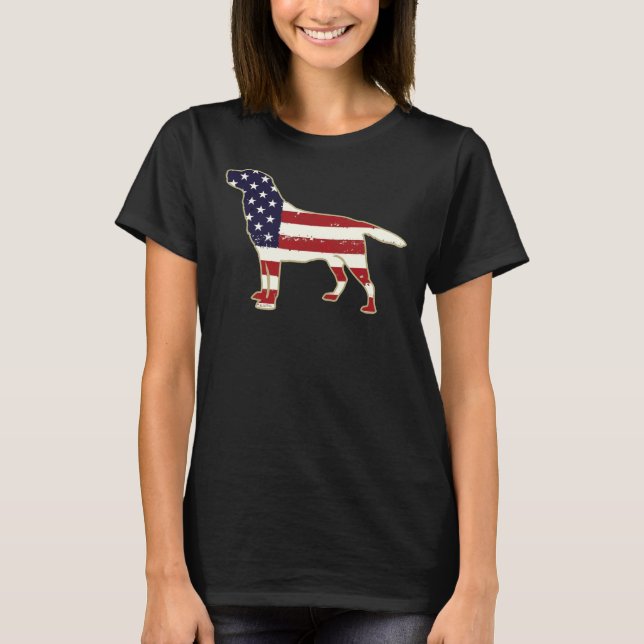 Lab Labrador Retriver Patriotic American Flag Dog  T-Shirt (Front)