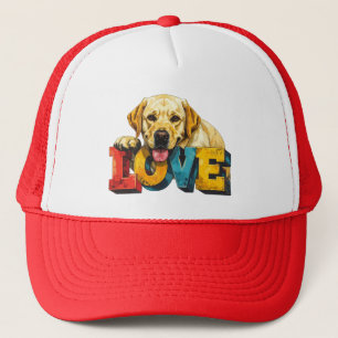 Lab Love Labrador Illustration Dog Lover Graphic Trucker Hat