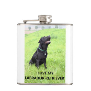 lab love w pic hip flask