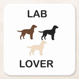 Lab Lover all colors silhouettes Square Paper Coaster