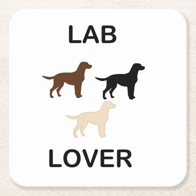Lab Lover all colours silhouettes Square Paper Coaster (Front)