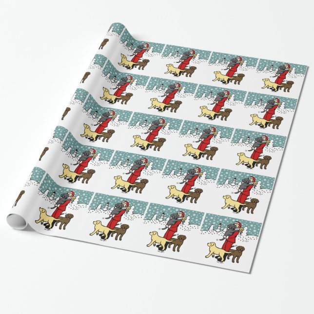 Lab Mom Santa Christmas Wrapping Paper (Unrolled)