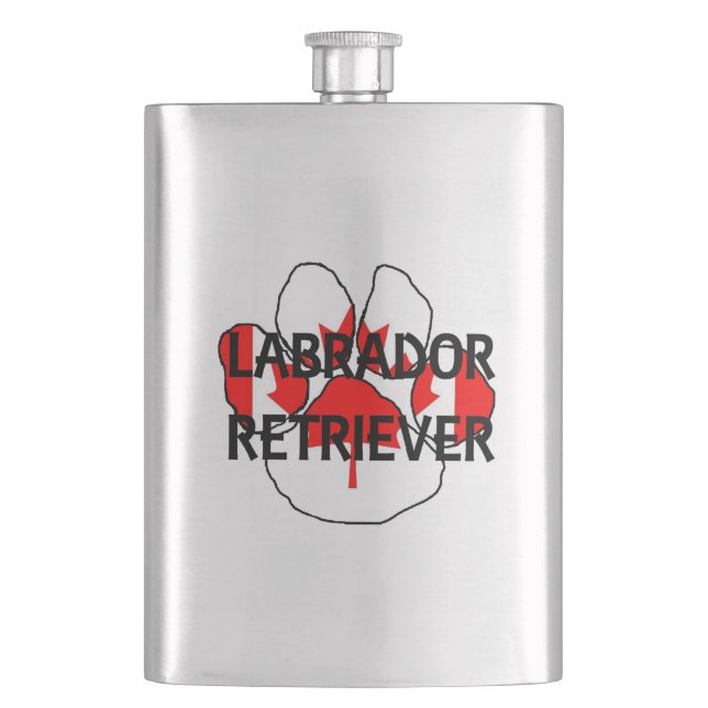 lab name Canadian-Flag paw Hip Flask (Front)