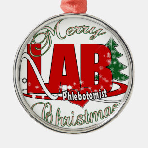 LAB PHLEBOTOMIST CHRISTMAS METAL ORNAMENT