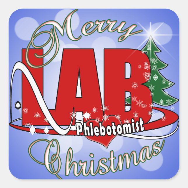 LAB PHLEBOTOMIST CHRISTMAS SQUARE STICKER (Front)
