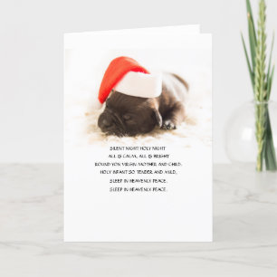 LAB PUPPY W/ Santa hat Folded Holiday Card