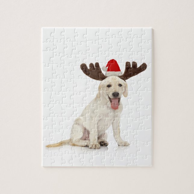 Lab Puppy Wearing Antlers Jigsaw Puzzle (Vertical)