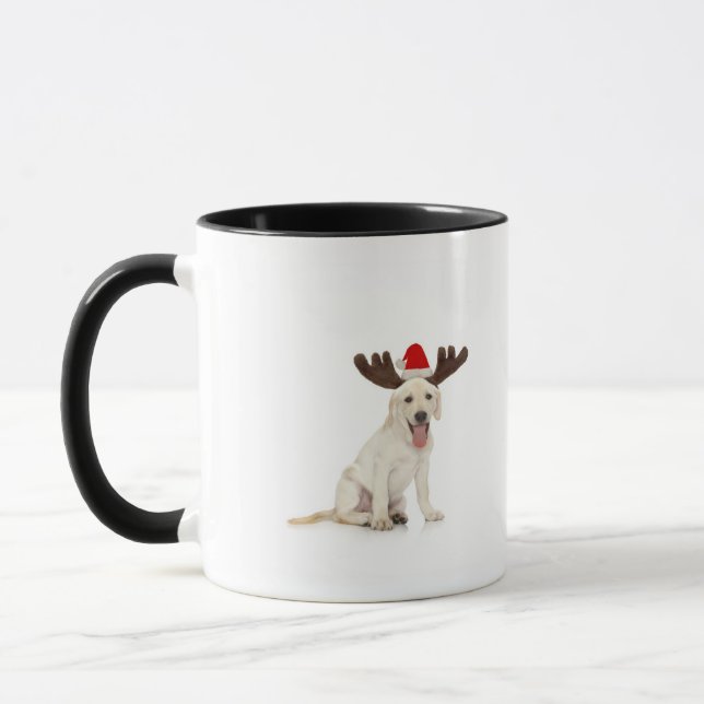 Lab Puppy Wearing Antlers Mug (Left)
