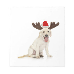 Lab Puppy Wearing Antlers Notepad