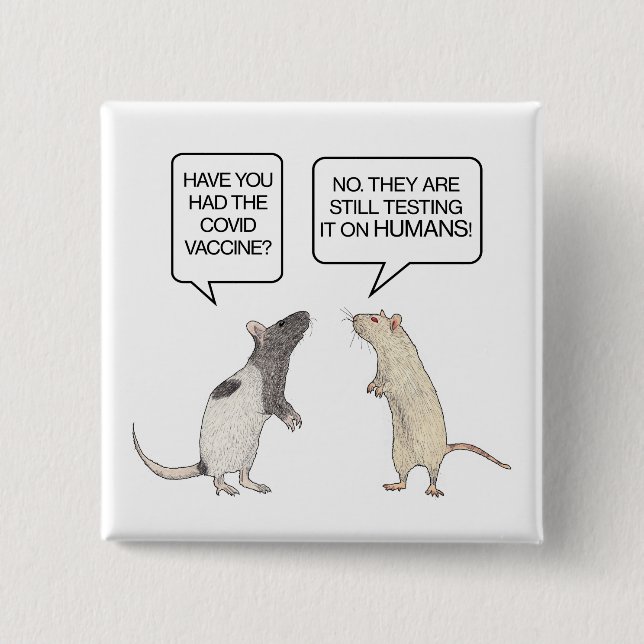Lab Rat Covid Vaccine Funny 2 Inch Square Button (Front)
