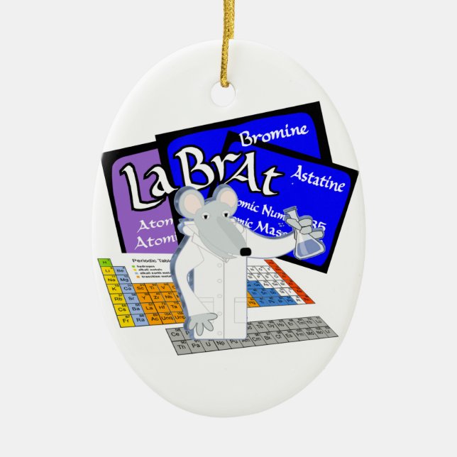 LAB RAT SCIENTIST LABORATORY PERIODIC TABLE CERAMIC ORNAMENT (Front)