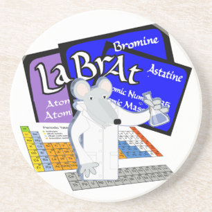 LAB RAT SCIENTIST LABORATORY PERIODIC TABLE COASTER