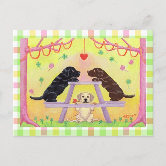 Lab Romance Valentine Holiday Postcard (Front)
