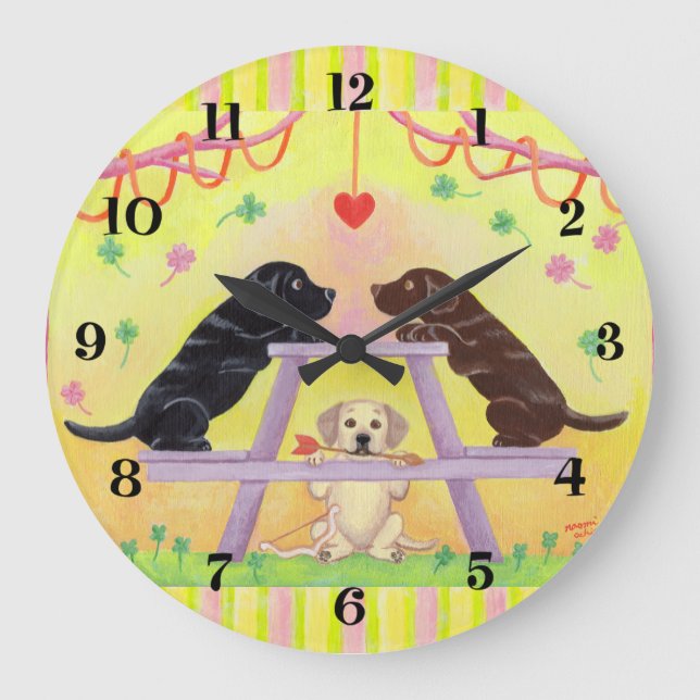Lab Romance Valentine Large Clock (Front)