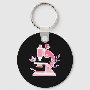 Lab Science Floral Microscope Biologist Science Va Keychain
