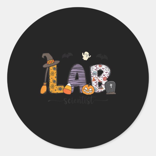 Lab Scientist Medical Lab Science Halloween Labora Classic Round Sticker (Front)