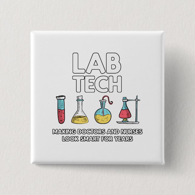 Lab Tech Laboratory 2 Inch Square Button (Front)