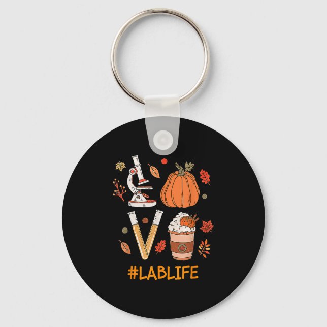 Lab Tech Laboratory Scientist Fall Pumpkin Spice L Keychain (Front)
