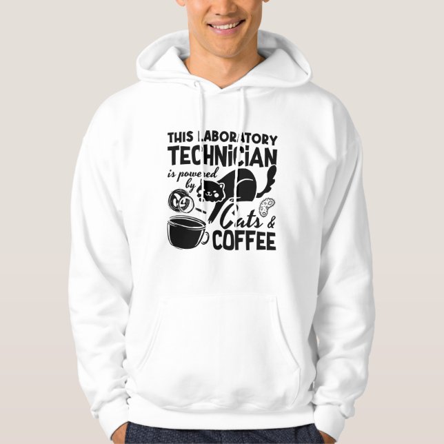 Lab Tech Laboratory Technician Cats Coffee Science Hoodie (Front)