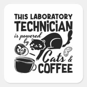 Lab Tech Laboratory Technician Cats Coffee Science Square Sticker