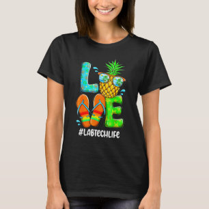 Lab Tech Love Summer Pineapple Tropical Flower Fli T-Shirt