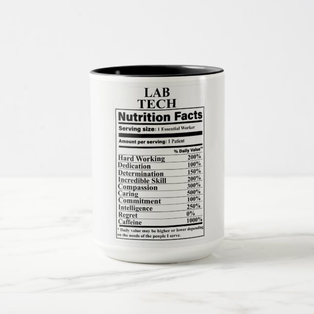 Lab Tech Nutrition Facts Mug (Center)