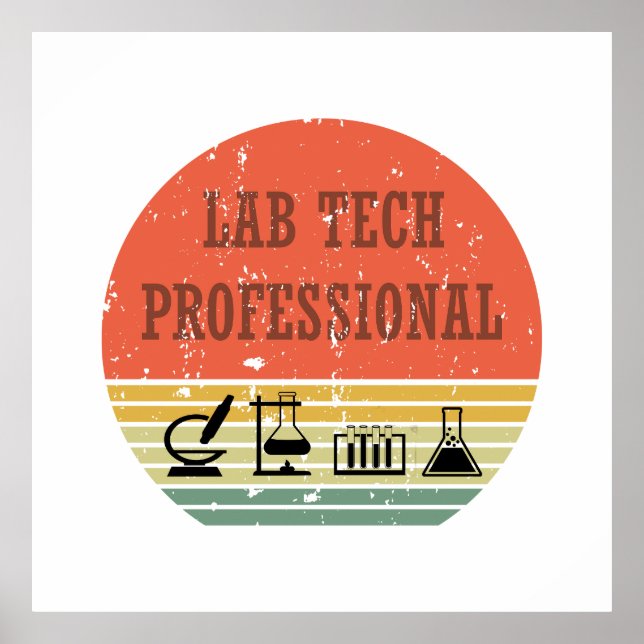 Lab tech professional vintage sunset retro poster (Front)